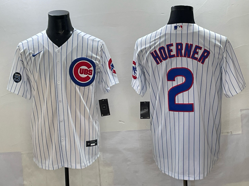 Men Chicago Cubs 2 Hoerner white 2025 Nike MLB Jersey 002